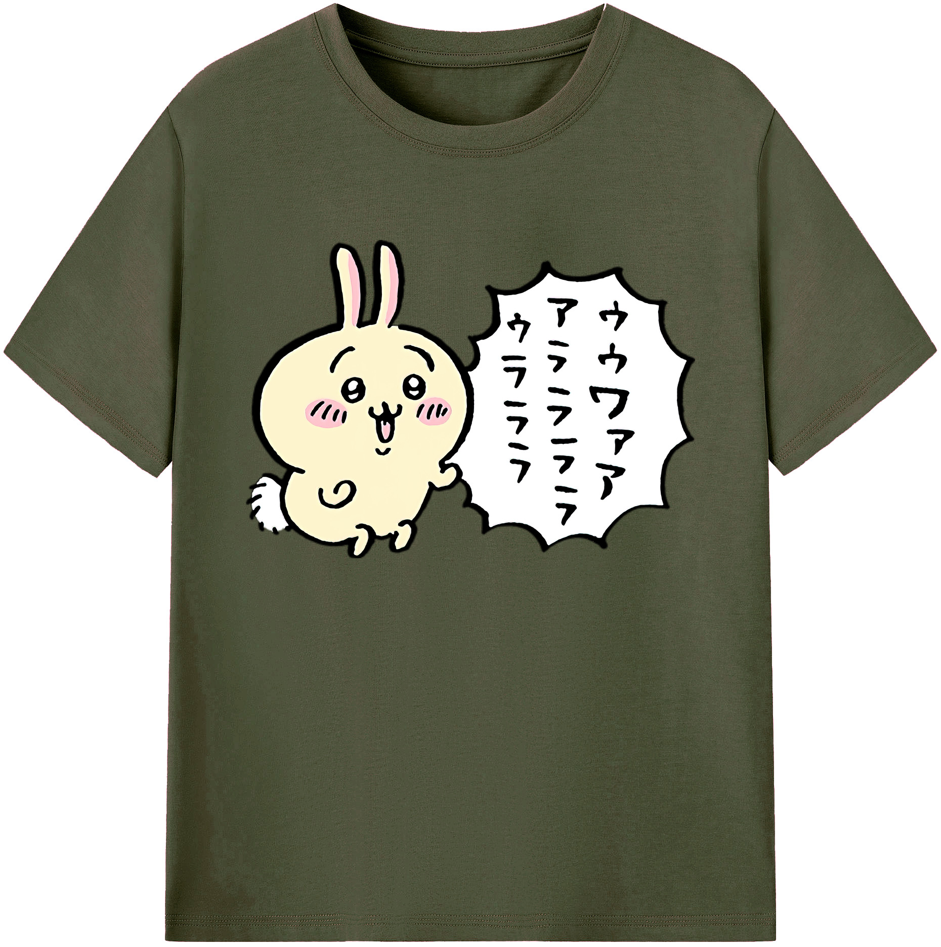 （画像用） ちいかわ うさぎ Chii-kawa usagi 綿100％ メンズ半袖Tシャツ｜肌触りやわらか＆通気性